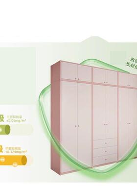 收儿童衣柜卧室家橱UTM用女孩粉色整墙到房顶实木衣纳柜子平开门