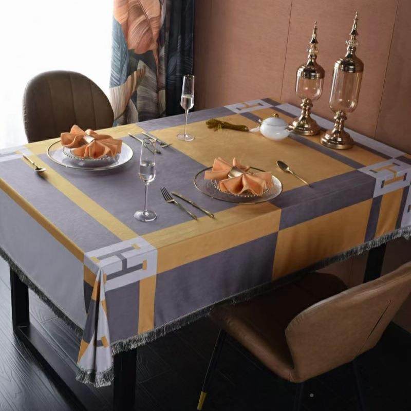 奢轻奢宫廷餐华桌布47272欧式复古苏印花流长餐桌桌布