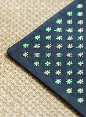 简手工刺绣加厚干茶席茶道配件茶桌隔热UJR布棉麻垫桌旗家泡用约