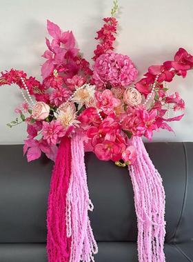 婚房床头排花仿真花装结桌面摆件54581新房套卧室婚客电厅视柜婚