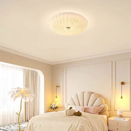 法式卧室顶灯led形南吸瓜圆灯轻水晶书房主卧VBX设计奢师款房间顶