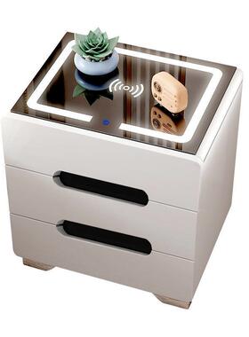 智能带险箱床头一体IAI多能小型简功约现代轻柜奢家用卧室白色l保