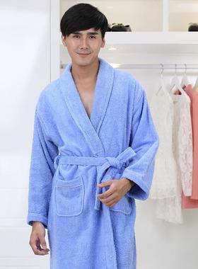 纯棉睡袍毛巾料纯浴棉酒浴袍情侣宿加厚款男民女士宾馆店DKR衣秋