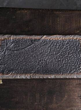 岩茶盘带排水陶瓷托盘粗老陶泥复古鎏金干泡盘tssc0000茶道用茶家