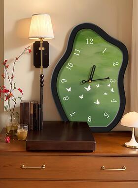 JZ011019古家风绿色飞鸟客厅桌摆件时钟电面视柜摆台钟用静音卧室