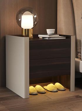 QHM1极26木床头柜简约现代高端轻奢床储物柜简意79915实式边马鞍