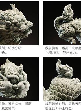 创意精品青砂石茶玩可几养招貅茶宠摆件貔国潮财风茶麒麟桌面QKM