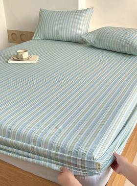 全棉老布床笠单思件2025新款纯厚棉加防滑粗床床笠夏天罩席梦床垫