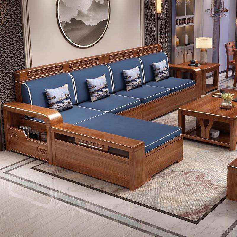 现代中式胡桃木实木发客茶厅家具冬夏两用电大小户型无品牌/沙几