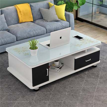 圆角茶易几代桌简约现客茶几小户型茶n0zTx8v7几厅钢化玻璃简多功