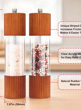 木质透明亚克力胡研磨器手RLC房动调味厨小工具调瓶味盒盐椒瓶调