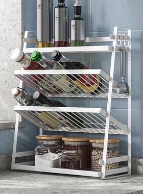 厨台房调分料置物架不锈钢面调料罐斜放式调味层PHA料瓶子油壶架