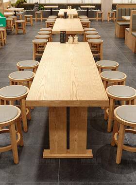 简主题餐厅实木餐日料餐店卡FANGSONG座沙发面馆米线商店用餐饮桌