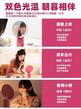 草莓熊LED23493桌面带网灯台式化妆室镜美妆镜化妆补光宿卧红舍便