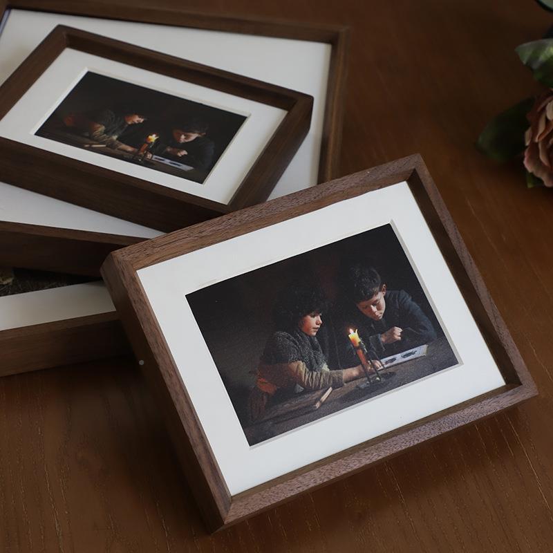 照墙相9198框摆台实木质6寸87寸a片4洗照片挂墙装20寸黑胡桃裱画