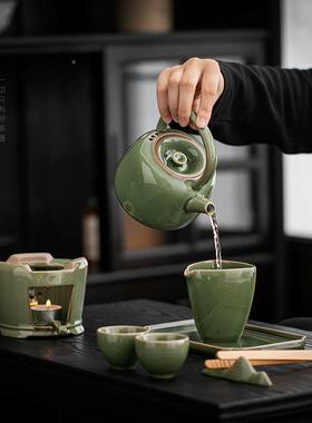 复古温炉提梁壶套装陶茶壶功夫暖烛瓷茶炉单壶蜡加热茶底座AWI茶