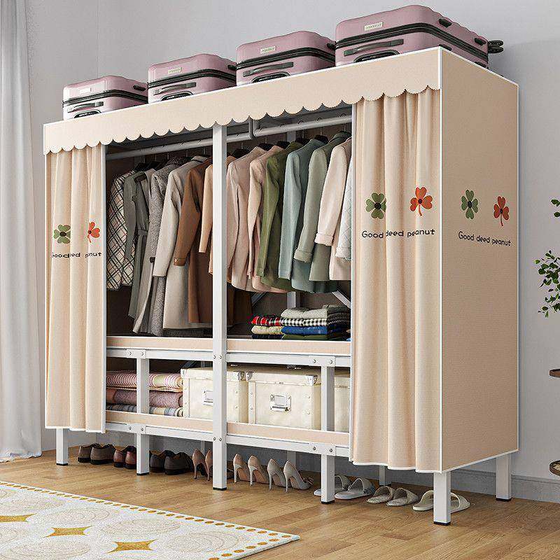 钢架免安简TAV易衣柜装钢管加粗加厚结全实家用布衣柜出房收纳租