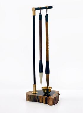 毛笔挂笔架简约dyh64655挂毛笔的笔实架檀木创意摆毛件毛笔架子黑