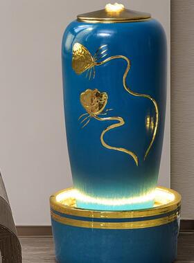 新式陶瓷流中水摆件循环水tb-68788厅办客公室轻奢湿喷泉水景景观