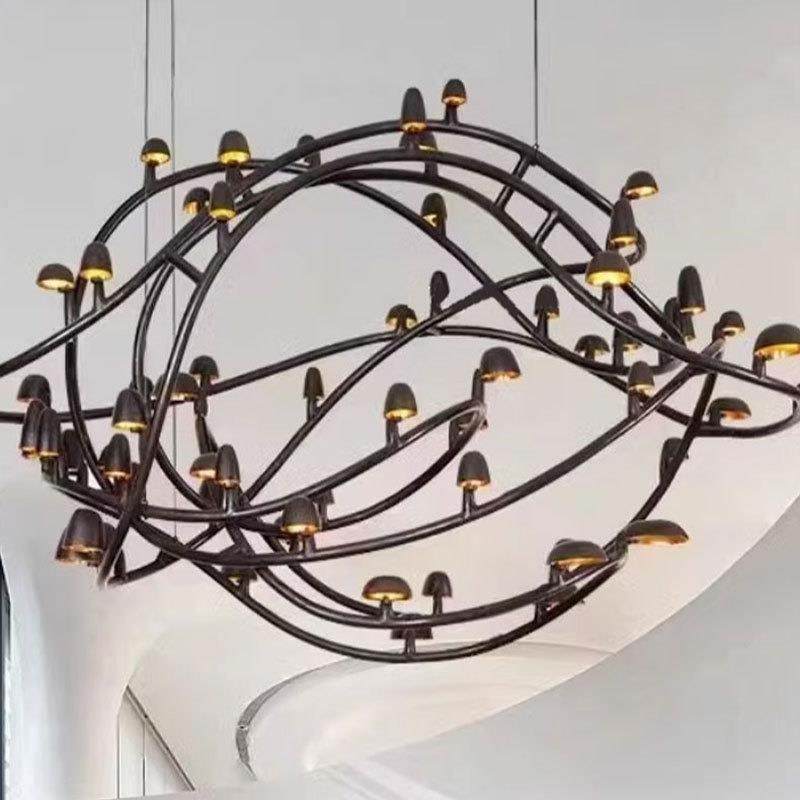 缠绵小蘑艺术店吊灯酒大堂楼梯白吊灯宴会厅水晶灯具大型云非GNE