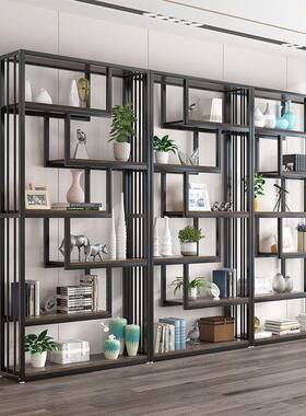 置物架落地多层客厅家简约储物工51852业架风办公室用隔断铁艺屏