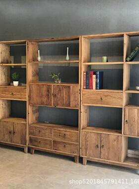 实风化板具隔断书架董古展示47410架博古架老木榆木家新中式书柜