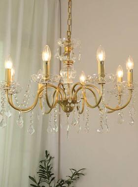 式烛水晶吊灯法式蜡宫廷风全光谱水护眼卧室餐厅客VHZ美厅全铜晶