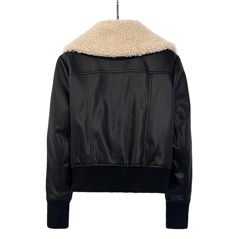 新款加绒皮衣秋冬皮夹克毛毛领口夹克短款女羊羔毛短款皮外套,女装/女士精品,皮衣,淘宝优惠券,粉丝福利购,淘宝优惠卷