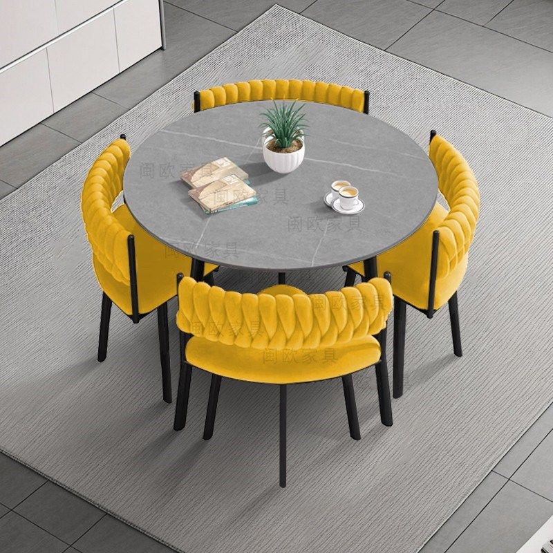 接待方圆桌可收纳省空间岩板餐桌家用小户型饭桌商店洽谈桌椅组合,住宅家具,岩板餐桌,淘宝优惠券,粉丝福利购,淘宝优惠卷