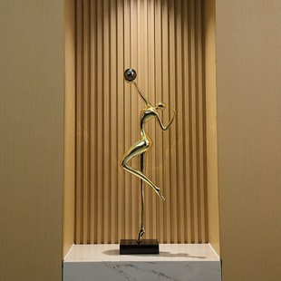 意式极简艺术人物雕塑竖高摆件客厅玄关壁龛轻奢细长高级感工艺品