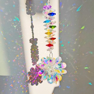 彩虹太阳捕手挂件吊饰创意水晶捕光器风铃配件挂饰彩虹治愈捕梦网