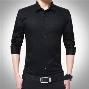 长袖 正装 衬衫 简单款 寸衣大号机洗水洗免烫上班纯棉外衣 加大码 男装