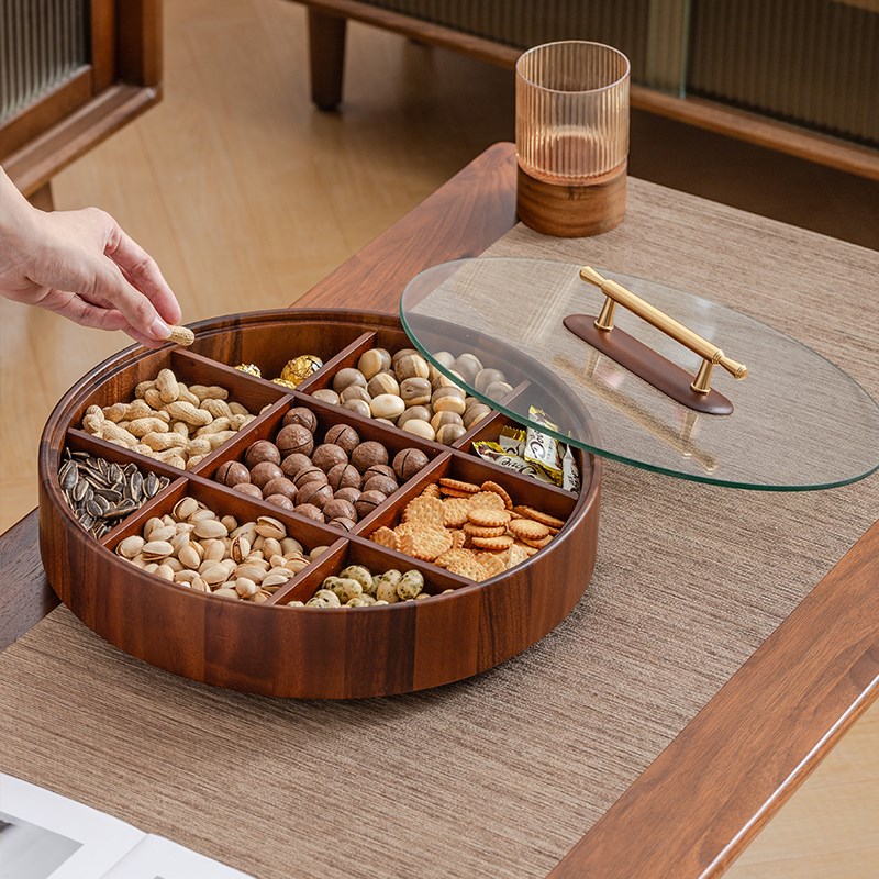 九宫格干果盘木质分格高级感水果盘家用客厅中式精致小点心盘果盒