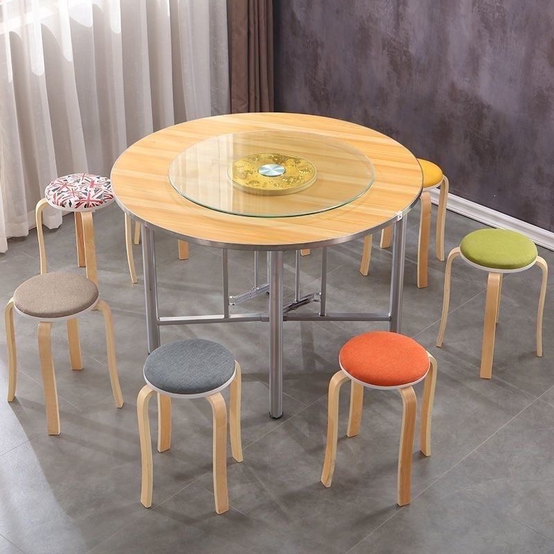 加厚折叠餐桌带转盘12饭店大圆桌面板家用吃饭桌15人食堂酒店桌子,住宅家具,板木餐桌,淘宝优惠券,粉丝福利购,淘宝优惠卷