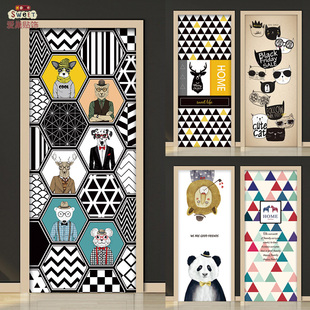 加厚包门贴纸整张木门翻新自粘卧室个性创意房间北欧装饰防水宿舍