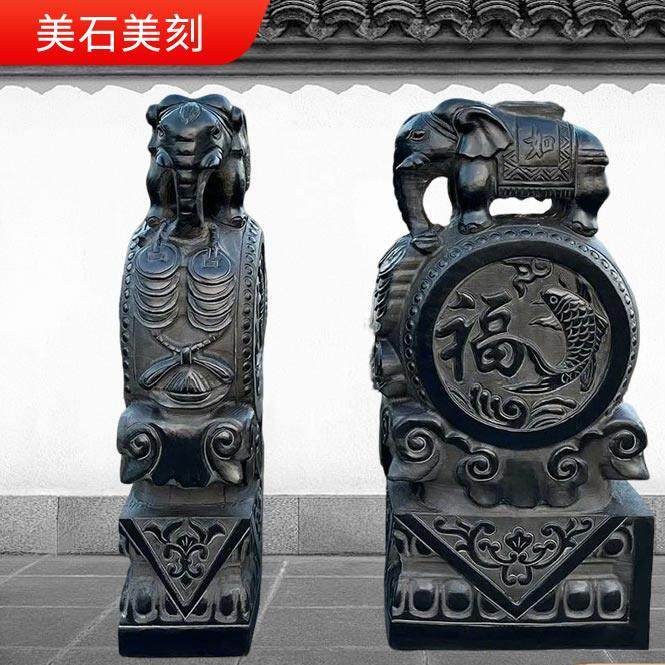石雕门墩抱鼓石一对家用镇宅石狮子貔貅青石彷古门当石墩石鼓摆件