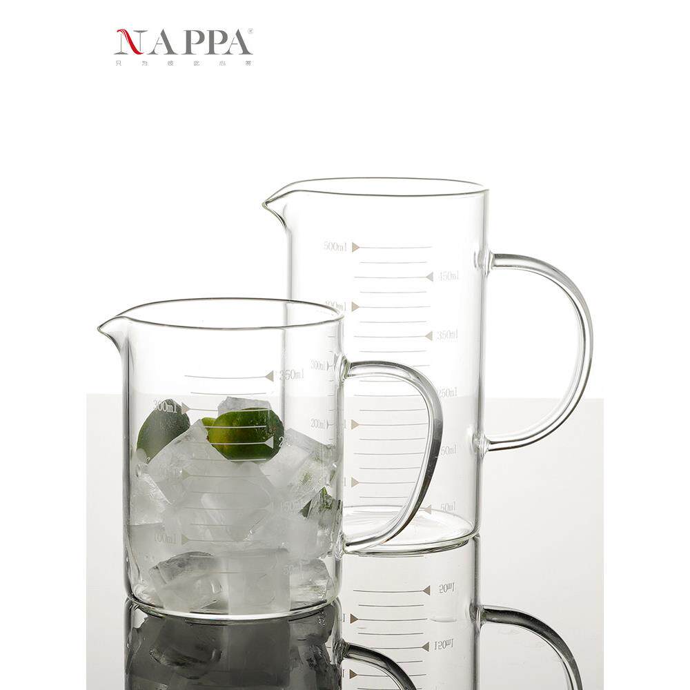 纳帕高硼硅耐热玻璃家庭厨房圆刻度烘焙量杯果汁玻璃牛奶杯