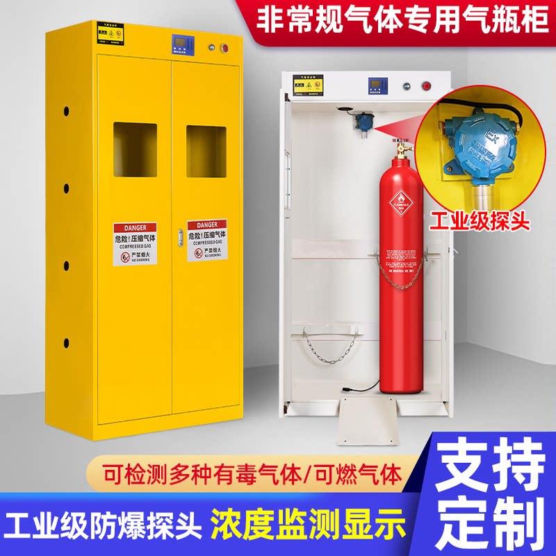 工业监视器全钢防爆气瓶柜实验室有毒有害氮气氧气二氧化氮气体柜