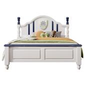 美式 木现实代童床简约木1.2米男孩1MTJ床.5m女孩公主白色单儿人床