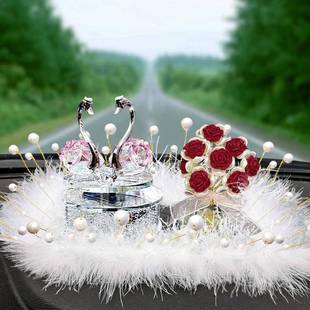 f神载Yl太阳能汽车摆件女款 256饰 天水晶鹅车内饰品车中控台高挡装