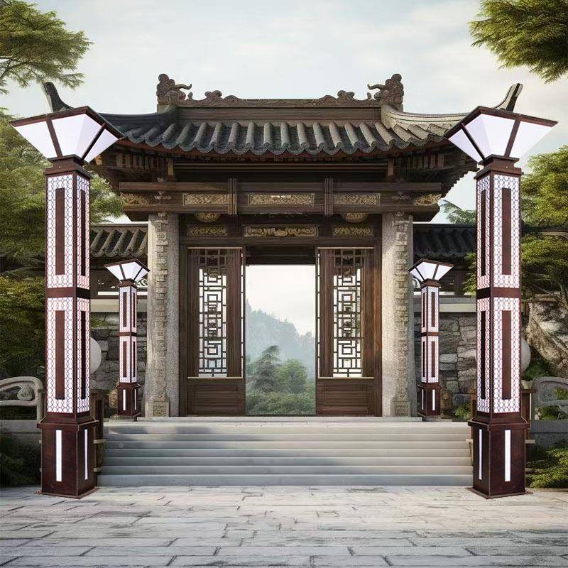 中式复古别方形太阳能景观灯Led庭院景观灯墅灯园林路灯古风艺竹