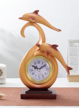 轻奢海豚时钟树脂艺品家居酒柜工客A516立书办公桌体现代房摆件迷