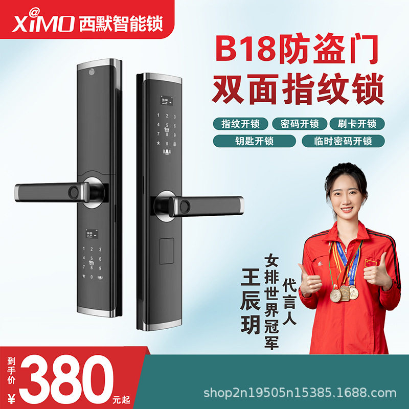 双面指纹锁两面内外防盗门锁