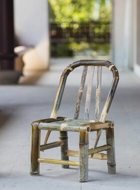 竹椅子背椅老手工家靠用藤椅老人儿童单人LVD休闲户式外餐椅竹桌B