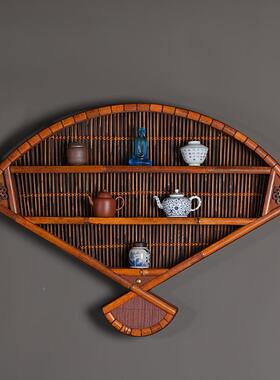 墙式博古架木墙上多宝阁实壁挂茶具挂收纳架悬摆件挂圆SX-88787形