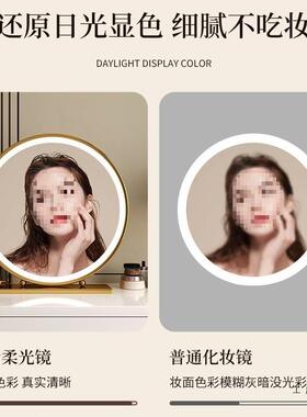 智能卧梳妆台le子d带灯镜化妆镜台式桌面梳妆GRN5镜2主02新款