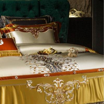 欧式宫廷大平层别墅奢端华YOY高靠高精密绣花四风件套可搭配垫床