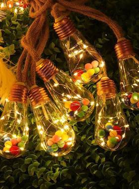 202新款太阳能户外串防水露LFU营5装饰麻绳灯线灯铜圣诞节日彩灯