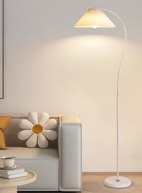 落地灯12840intage法奶油风客厅卧室床头台式v氛灯日式百褶围落地