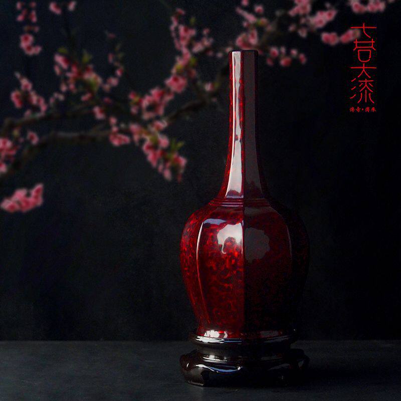《八棱赤宝沙净瓶》【朱冰作品】福州脱胎漆器